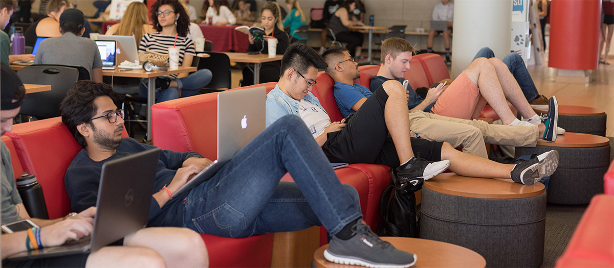 Students hang out in the CUB Lair
